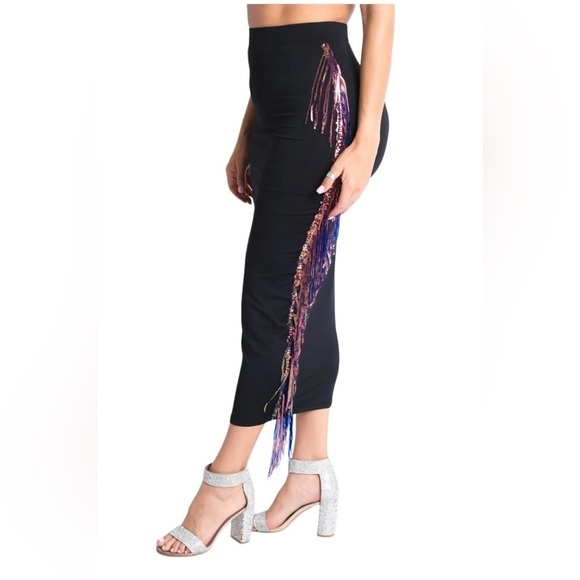 Womens High Waist Stretch Bodycon Sequins Fringe Maxi Pencil Party Skirt
New - Picture 3 of 8